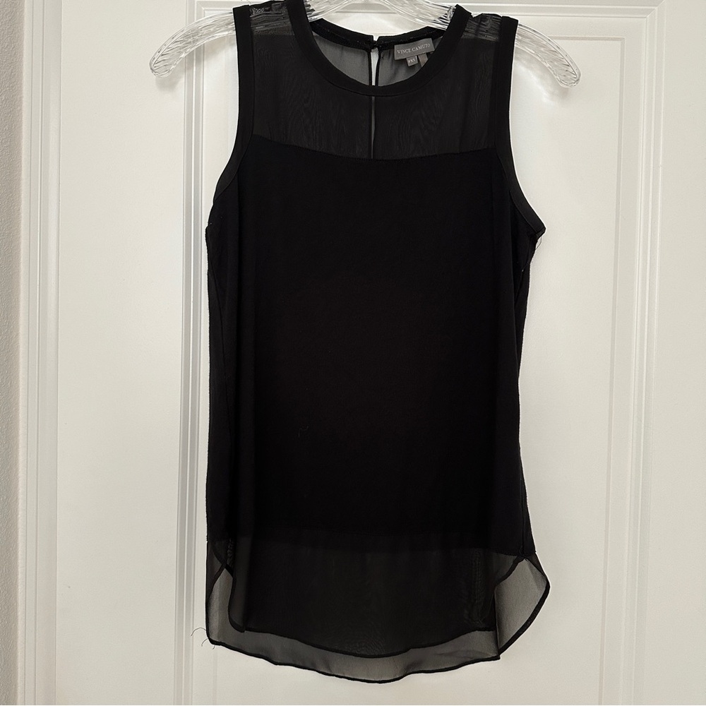 Vince Camuto Black Sheer Top Blouse